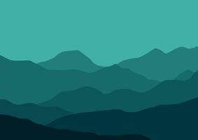 Landscape with the mountains. Illustration in flat style. vector