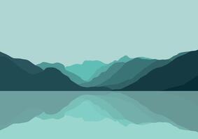 Landscape with the mountains and lakes. Illustration in flat style. vector