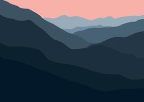 Landscape with the mountains. Illustration in flat style. vector