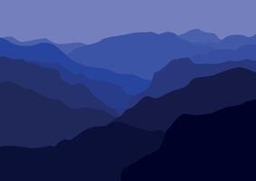 Landscape with the mountains. Illustration in flat style. vector