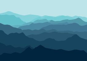 Landscape with the mountains. Illustration in flat style. vector