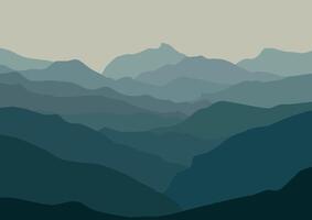 Landscape with the mountains. Illustration in flat style. vector