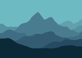 Landscape with the mountains. Illustration in flat style. vector