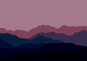 Landscape with the mountains. Illustration in flat style. vector