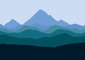 Landscape with the mountains. Illustration in flat style. vector