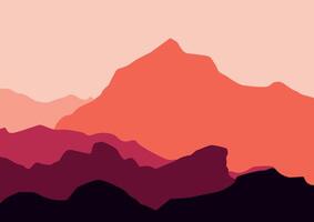 Landscape with the mountains. Illustration in flat style. vector