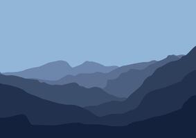 Landscape with the mountains. Illustration in flat style. vector