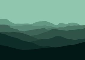 Landscape with the mountains. Illustration in flat style. vector