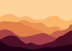 Landscape with the mountains. Illustration in flat style. vector