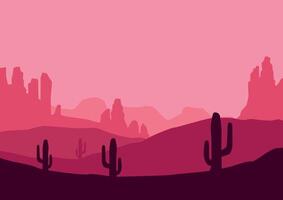 Desert panorama in America panorama. Illustration in flat style. vector