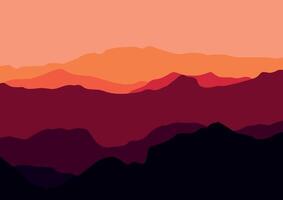 Landscape with the mountains. Illustration in flat style. vector