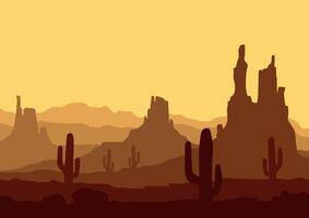 Desert panorama in America panorama. Illustration in flat style. vector