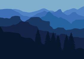 Landscape with the mountains. Illustration in flat style. vector