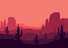 Desert panorama in America panorama. Illustration in flat style. vector