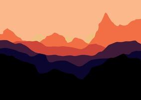 Landscape with mountains. Illustration in flat style. vector