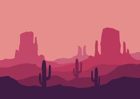 Desert panorama in America panorama. Illustration in flat style. vector