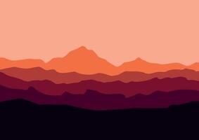 paisaje con montañas. ilustración en plano estilo. vector