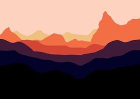 paisaje con montañas. ilustración en plano estilo. vector