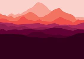 paisaje con montañas. ilustración en plano estilo. vector