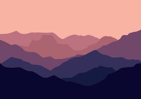 Landscape with mountains. Illustration in flat style. vector