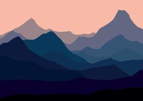 paisaje con montañas. ilustración en plano estilo. vector