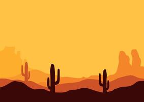 Desert panorama in America panorama. Illustration in flat style. vector