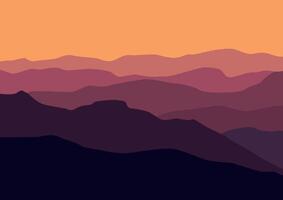 Landscape with the mountains. Illustration in flat style. vector