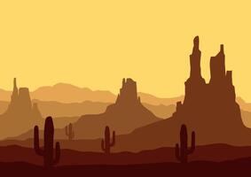 Desert panorama in America panorama. Illustration in flat style. vector