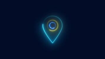 glowing neon location icon. Location map pin pointer on Map tracker animation. video