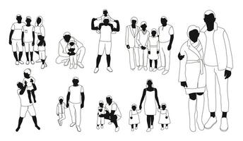 Silhouette of adults and children, families, isolated vector