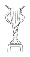 Winner cup, trophy sketch outline. Victory symbol. Graphic illustrations isolated on white background vector