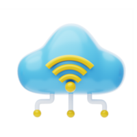 Cloud Wifi 3D Icon. Cloud Wifi Signal 3D Icon png