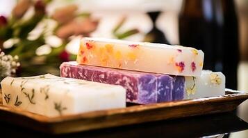 Homemade soap with floral scent photo