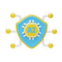 ai proteção 3d ícone. ai escudo 3d ícone png