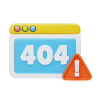 404 Error 3D Icon. 404 error page not found System updates, system maintenance and installation programs concept png