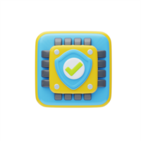 Microchip security 3D Icon. Processor Security 3D Icon png