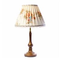 Vintage country style antique table lamp with a beautiful lampshade design isolated on white background, interior design and cottage home decor, post-processed, photo