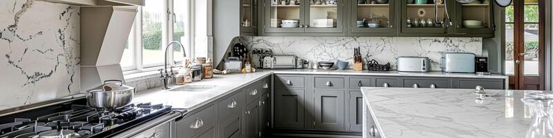 Bespoke kitchen design, country house and cottage interior design, English countryside style renovation and home decor idea photo
