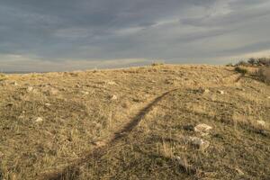 sunset over a single track bike and hiking trail photo