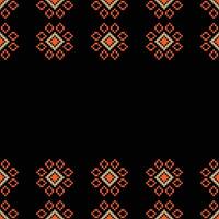 tradicional negro étnico motivos ikat geométrico tela modelo cruzar puntada.ikat bordado étnico oriental píxel negro fondo.abstracto,,ilustración. textura, decoración, papel tapiz. vector