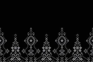 tradicional negro étnico motivos ikat geométrico tela modelo cruzar puntada.ikat bordado étnico oriental píxel negro fondo.abstracto, ilustración. textura, decoración, papel tapiz. vector