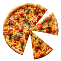 en smaklös utsökt pizza med gott pepperoni på en transparent bakgrund, . png