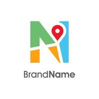 Modern Initial N Maps Location Logo vector