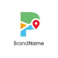 Modern Initial P Maps Location Logo vector