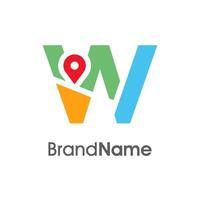 Modern Initial W Maps Location Logo vector