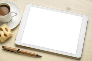 mockup of digital tablet with a blank isolated screen photo