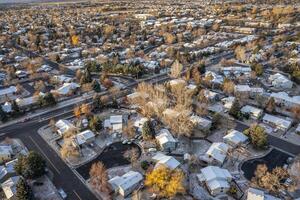 city of Fort Collins in November aerial view photo