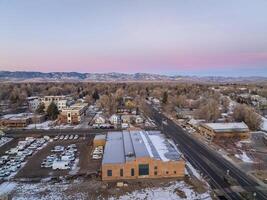 invierno amanecer terminado fuerte collins, Colorado foto