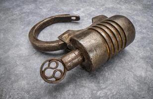 vintage screw type iron padlock photo