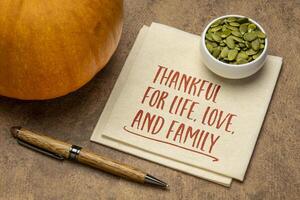 thankful for live,love, and family - Thanksgiving concept photo